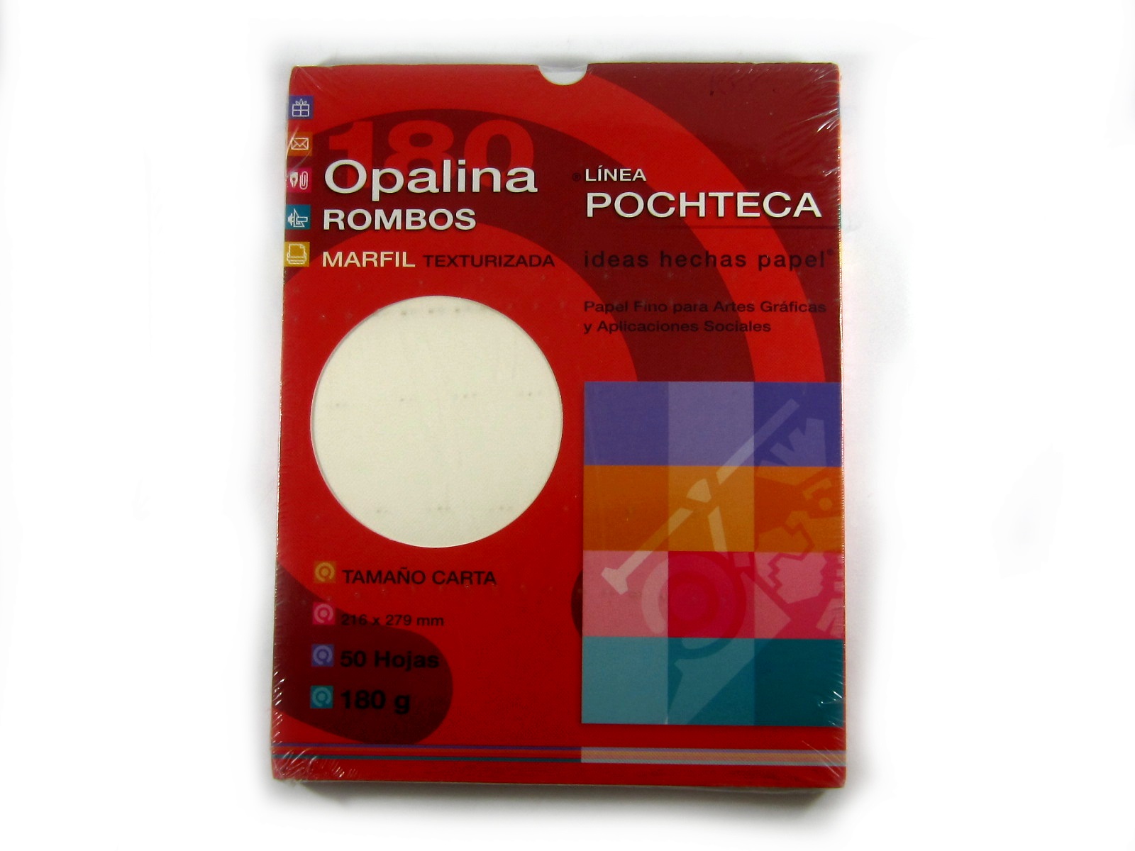 PAPEL CARTA OPALINA ROMBOS MARFIL 180GMS C/50 POCHTECA      