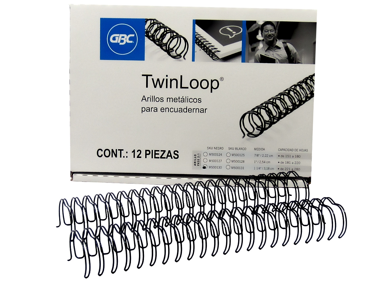 ARILLO METALICO 1 1/4 NEGRO CAJA C/12 280 HJS GBC DESCONTIN 