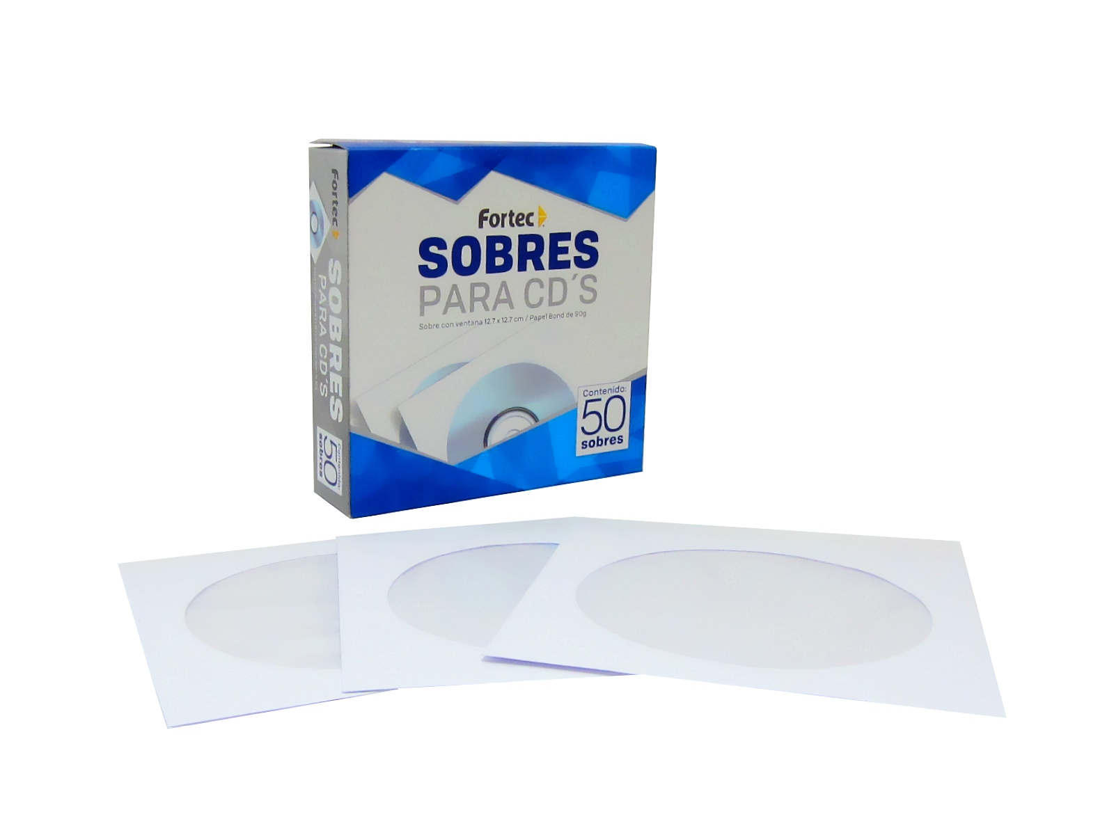 SOBRE BLANCO P/CD DVD PAQ C/50 12.7X12.7  FORTEC SCD-01     
