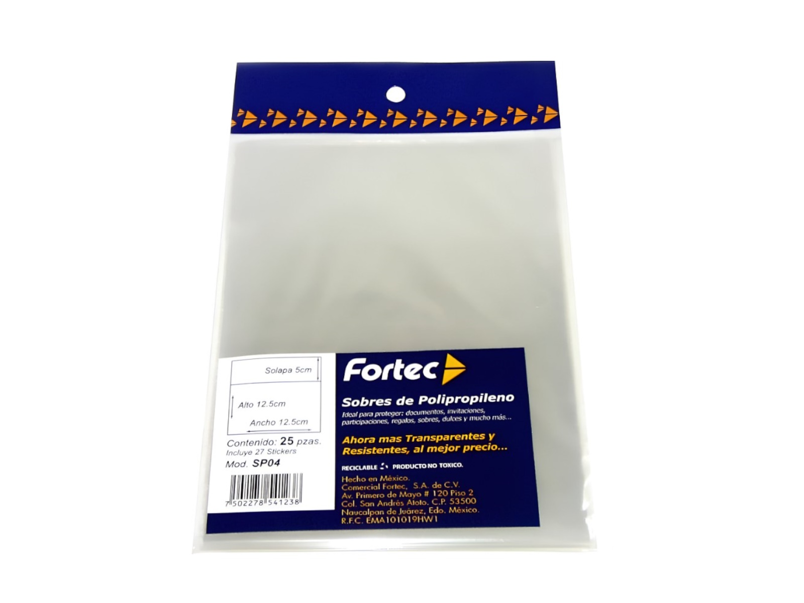 SOBRE TRANSPARENTE 12.5 X 12.5 PAQ C/25 SP04 FORTEC         