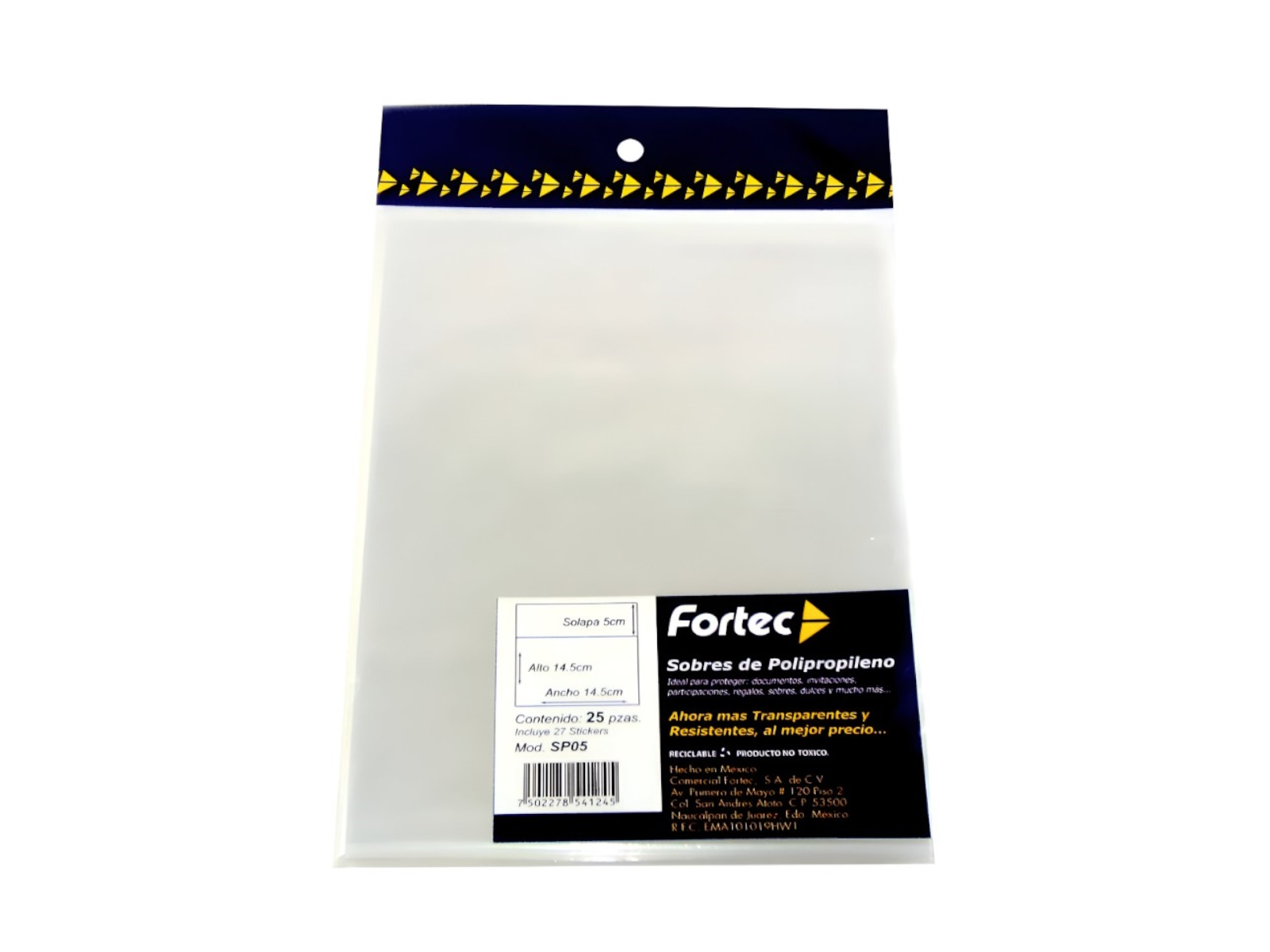 SOBRE TRANSPARENTE 14.5 X 14.5 PAQ C/25 SP05 FORTEC         