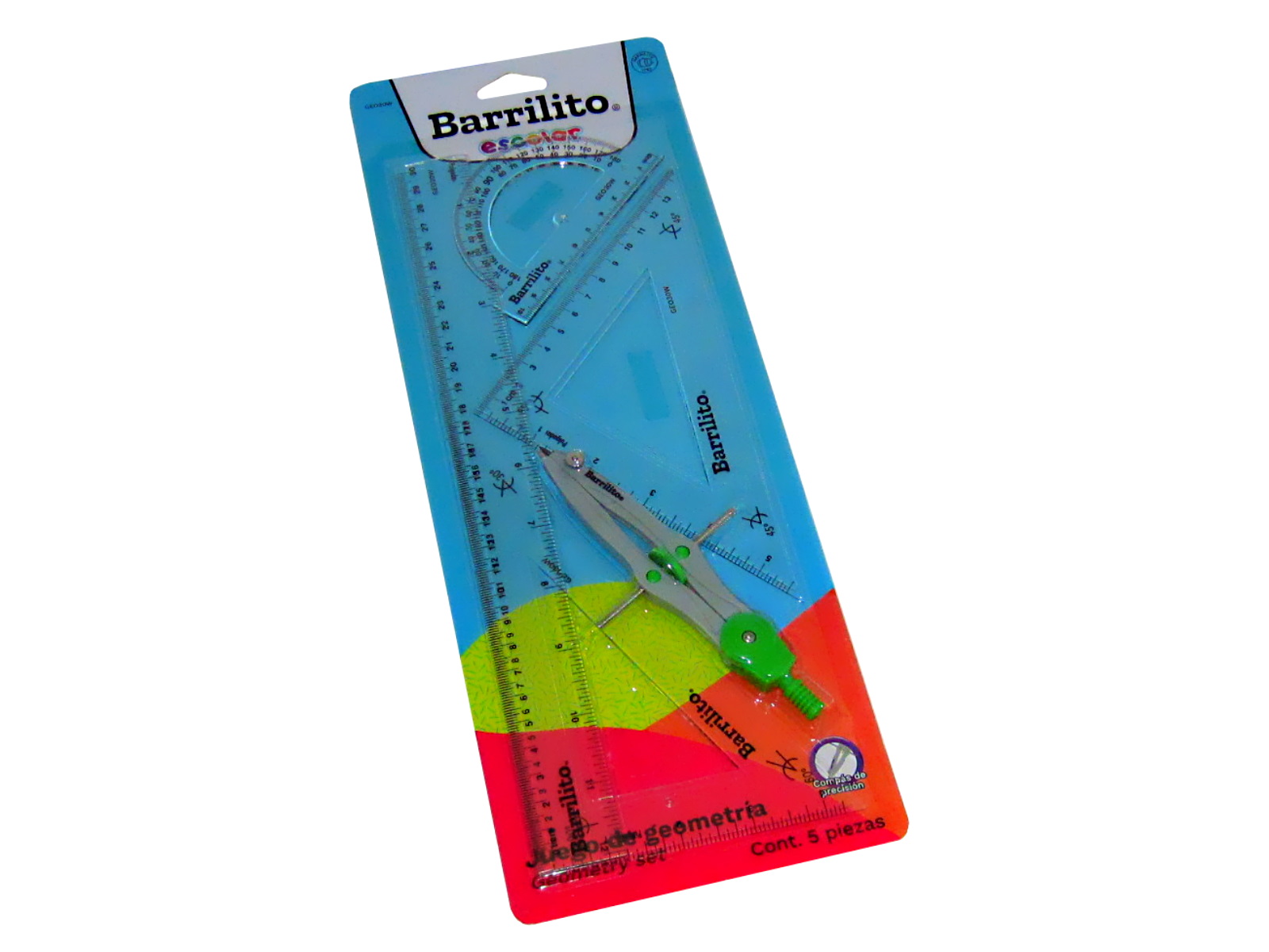 JUEGO DE GEOMETRIA C/COMPAS BLISTER GEO30W BARRILITO        