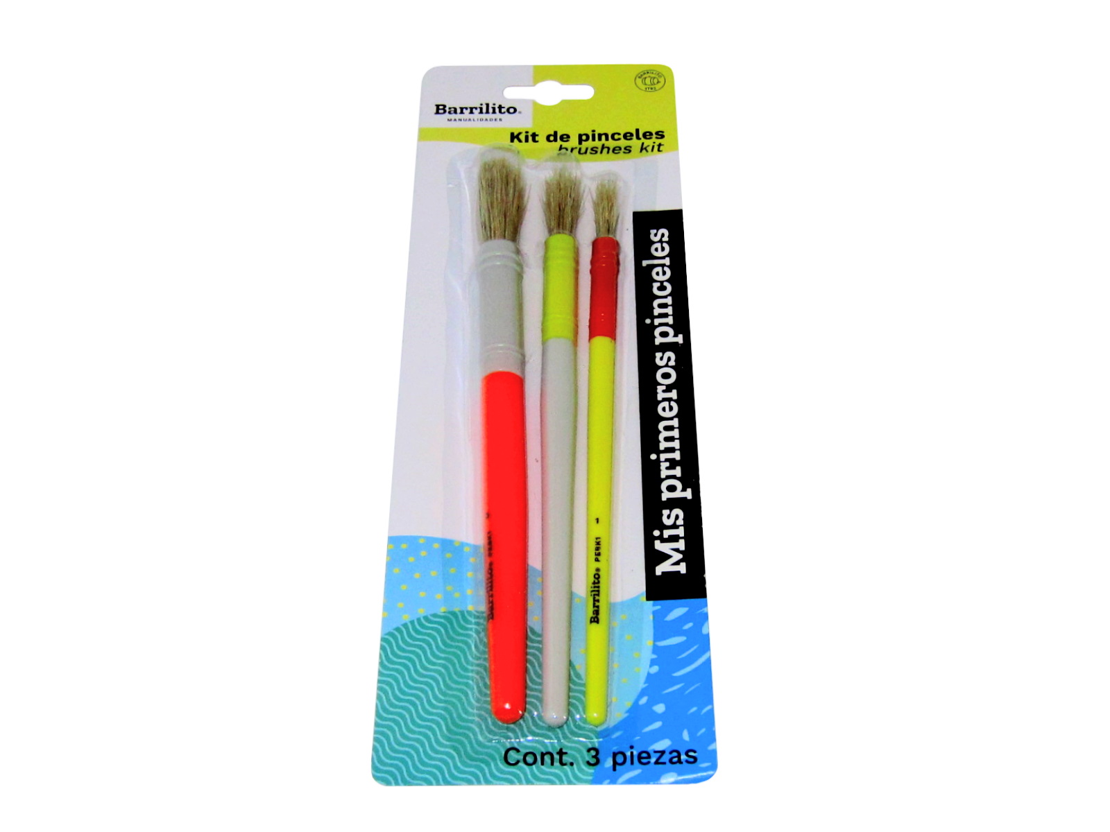 KIT DE PINCELES ESCOLARES C/3 PZAS PEBK1 BARRILITO          