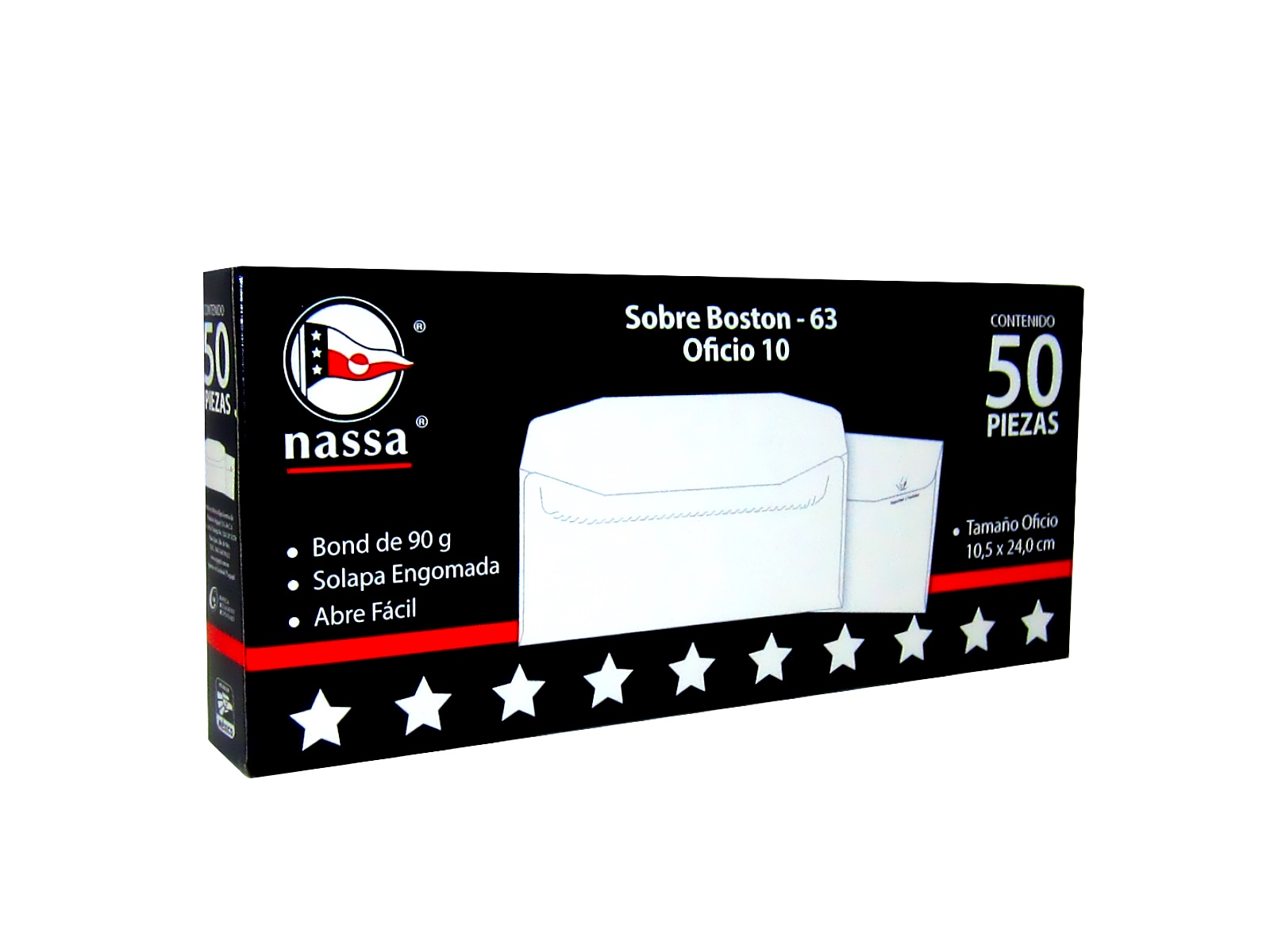 SOBRE BOND BOSTON 63 OFICIO 10 PAQ C/50 60GMS NASSA         