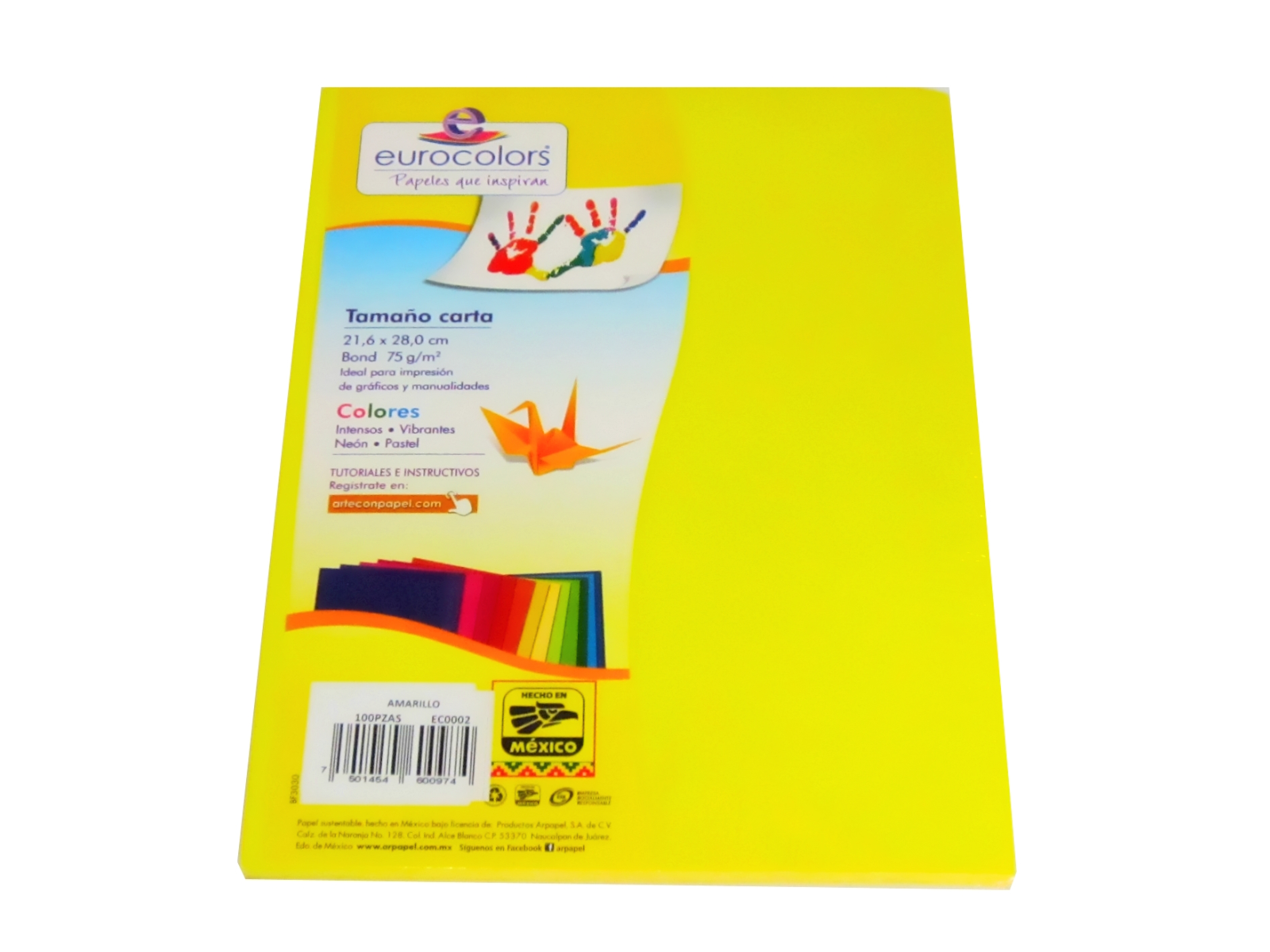 PAPEL EUROCOLORS AMARILLO CARTA C/100 HJS EC0002            