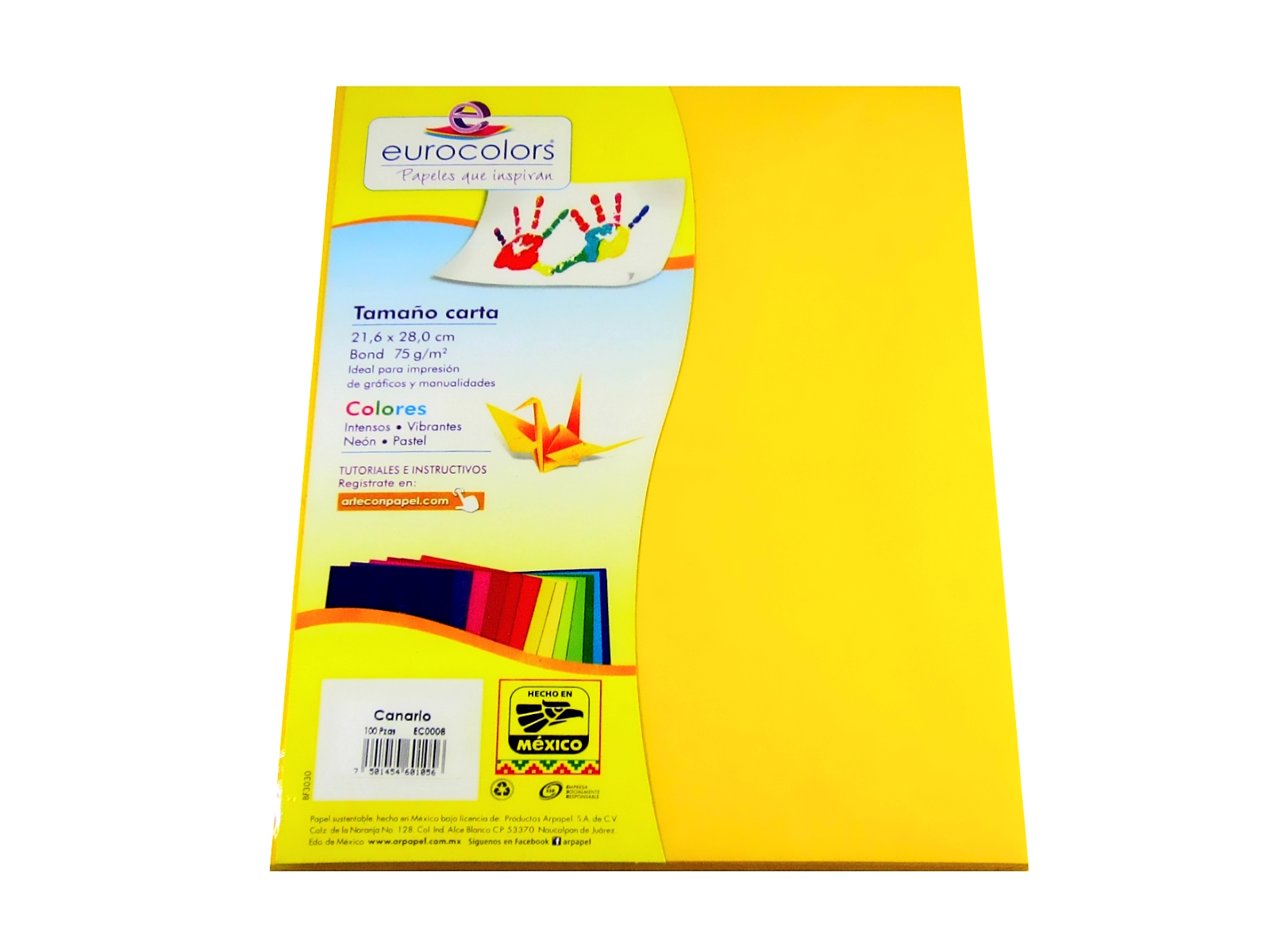 PAPEL EUROCOLORS CANARIO CARTA C/100 HJS EC0008             