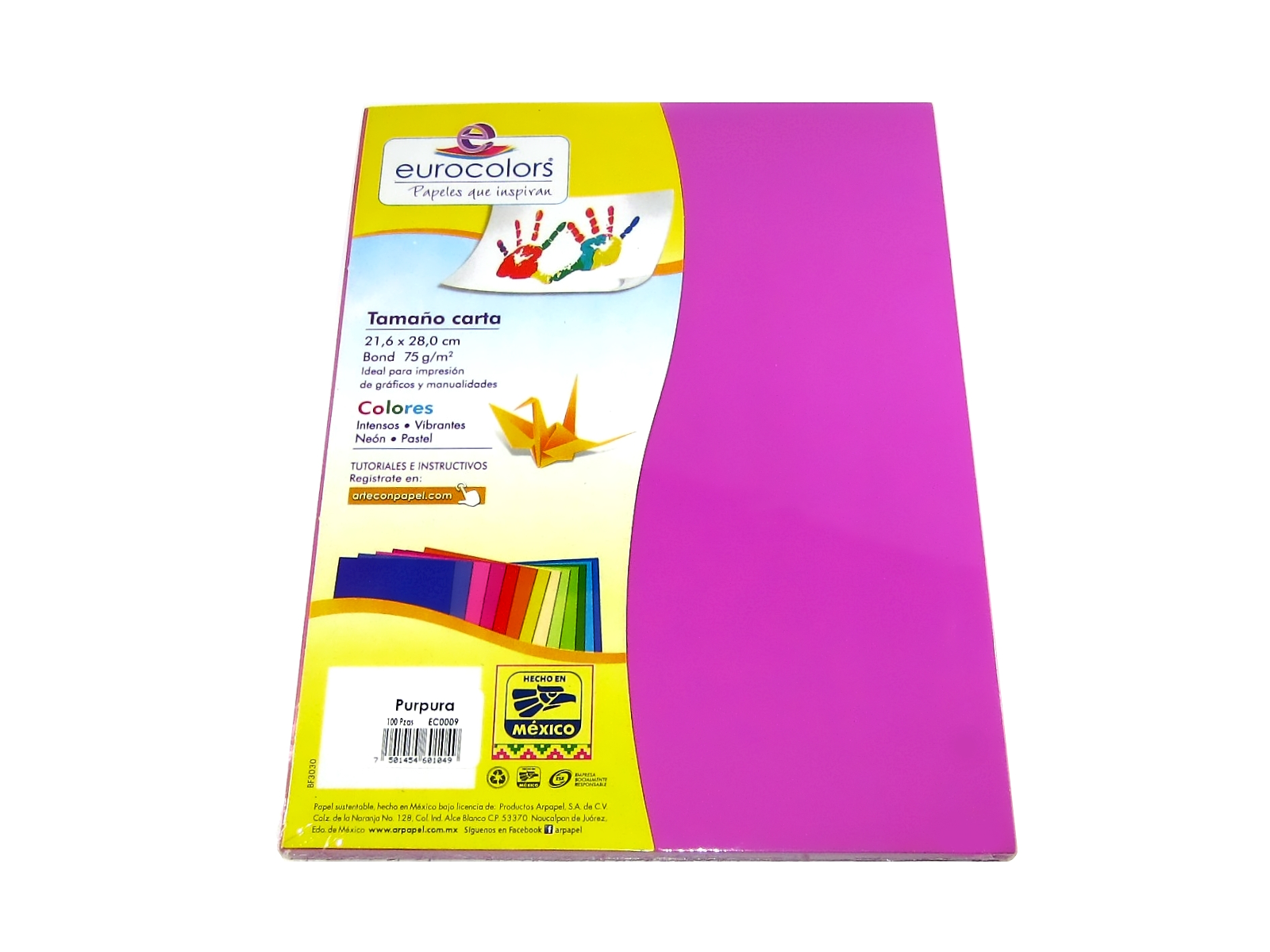 PAPEL EUROCOLORS PURPURA CARTA C/100 HJS EC0009             