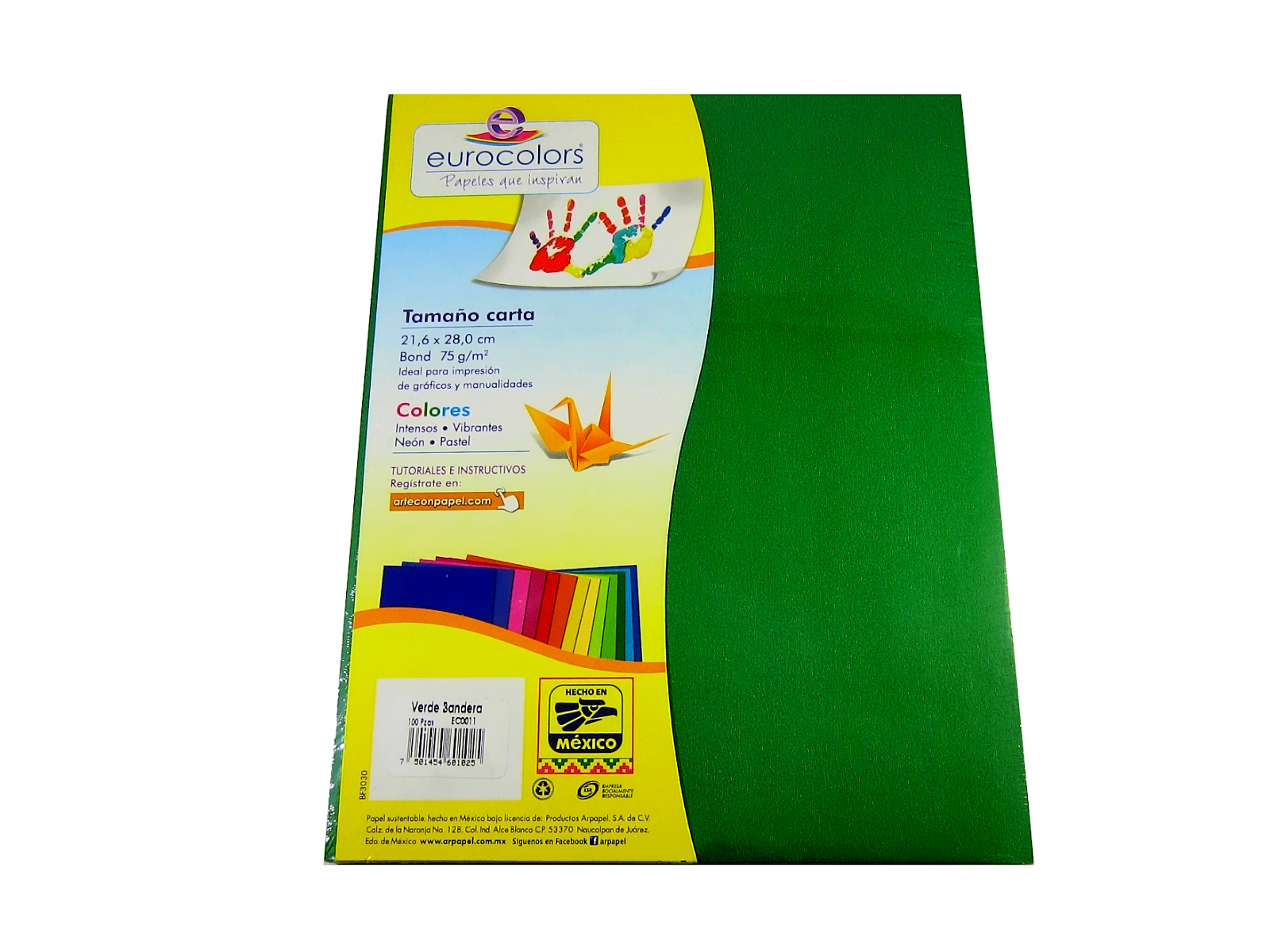 PAPEL EUROCOLORS VERDE BANDERA CARTA C/100 HJS EC0011       