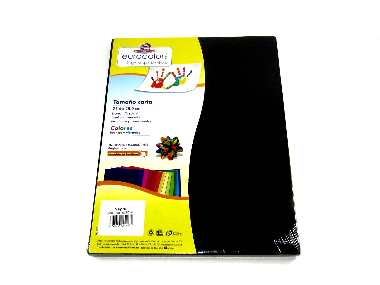 PAPEL EUROCOLORS NEGRO CARTA C/100 HJS EC0014               