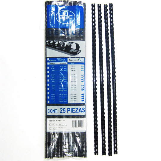 ARILLO PLASTICO CERLOX 3/8 NEGRO GBC C/25                   