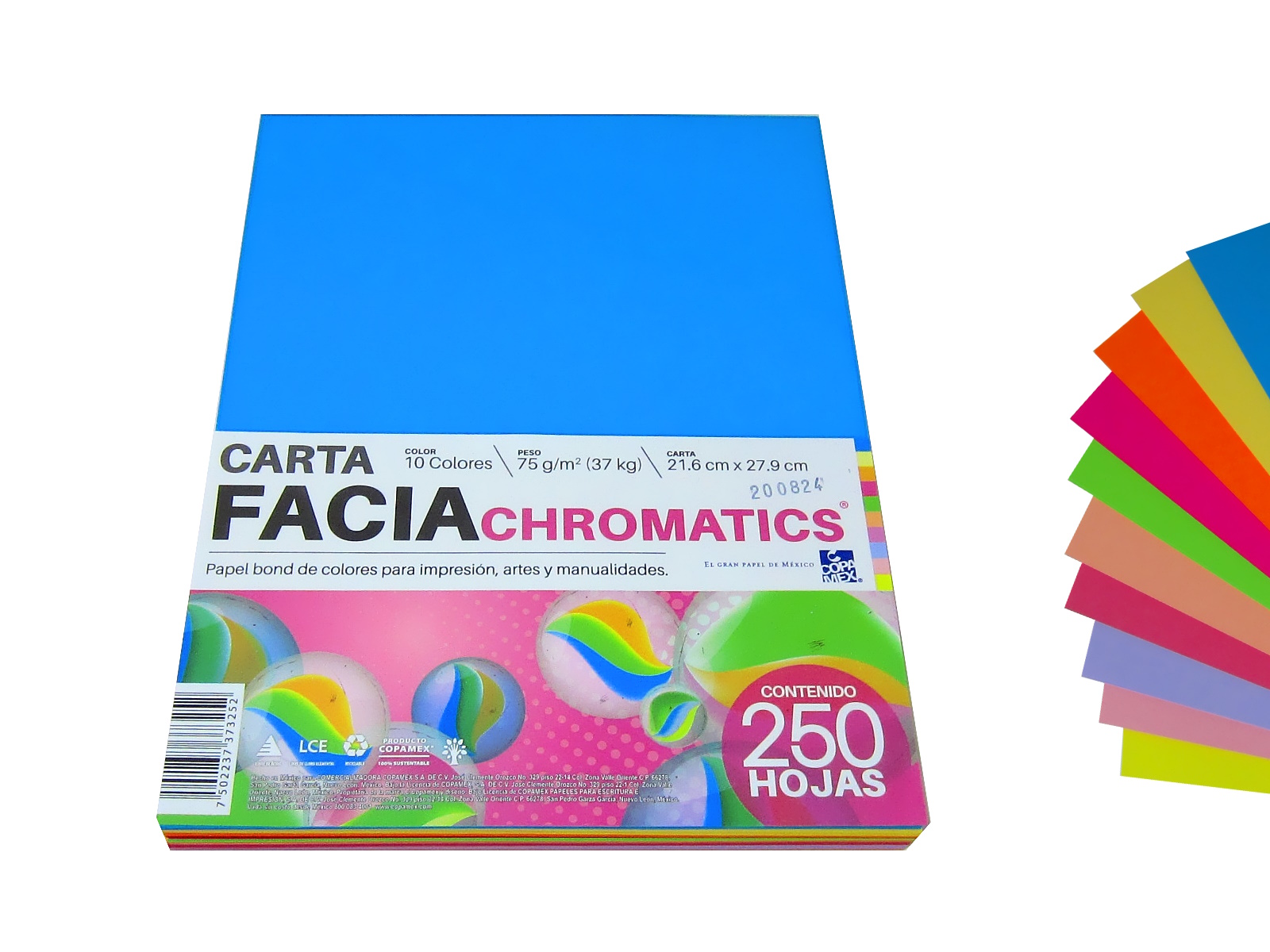 PAPEL FACIA CHROMATICS COLORES CARTA PAQ. C/250 37K         