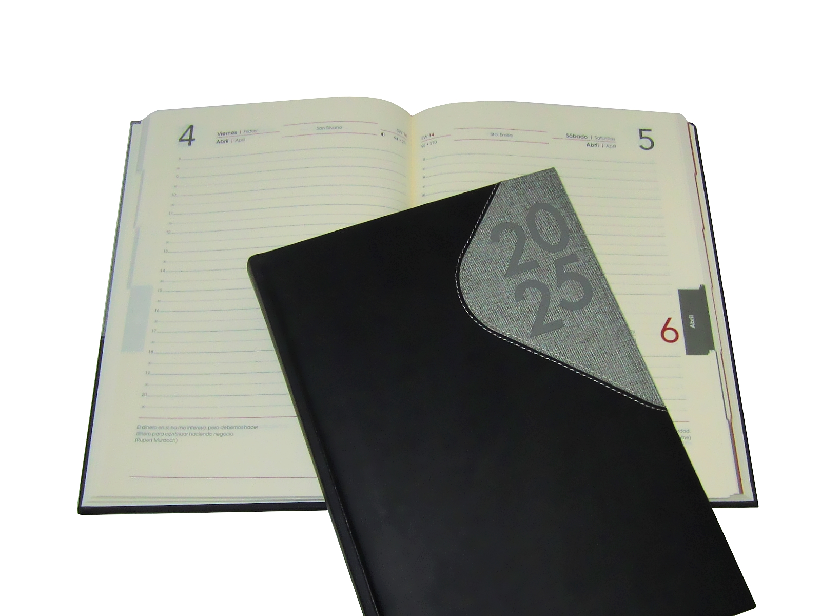AGENDA ESPAÑOLA BICOLOR NEGRO/GRIS 17X24 A-54 2025 AVANTE   