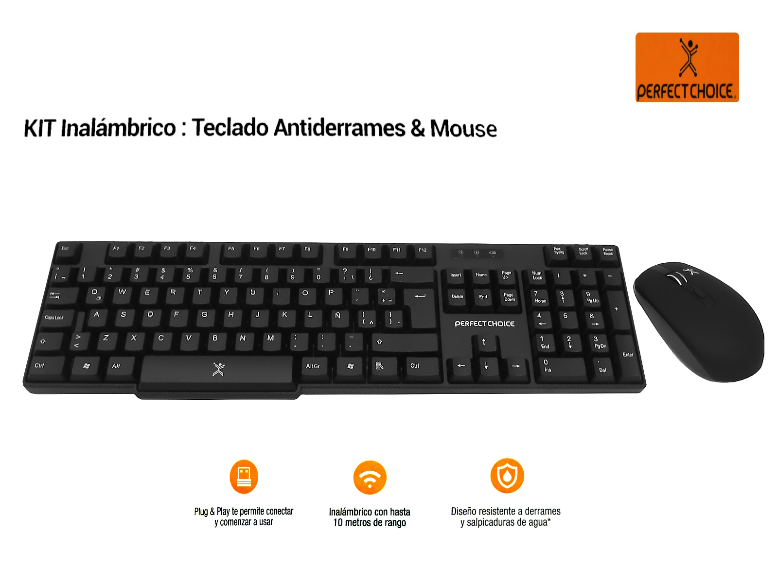 KIT TECLADO Y MOUSE INALAMBRICO PC-200994 PERFECT CHOICE    