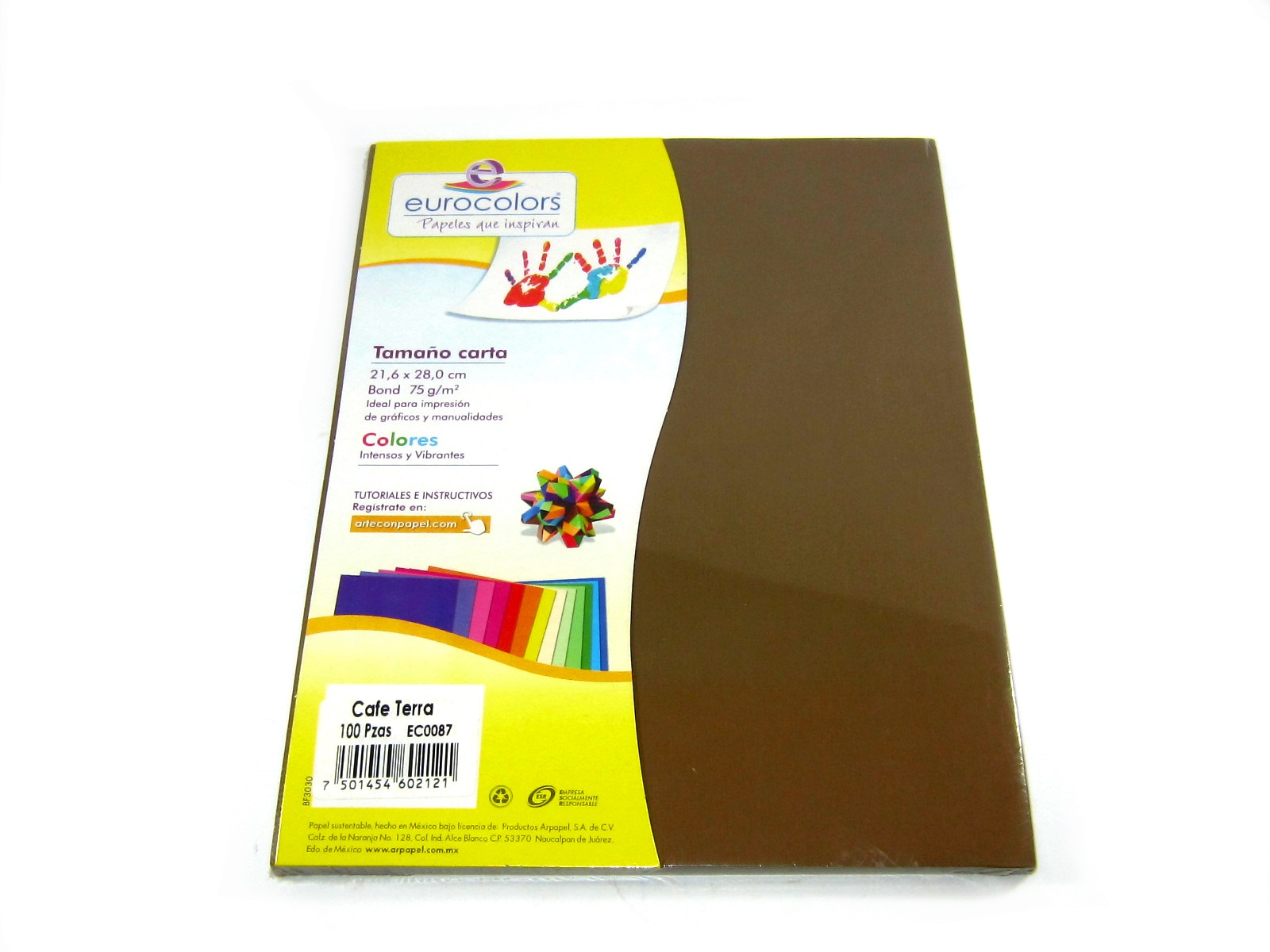 PAPEL EUROCOLORS CAFE TERRA PAQ C/100 CARTA EC0087          