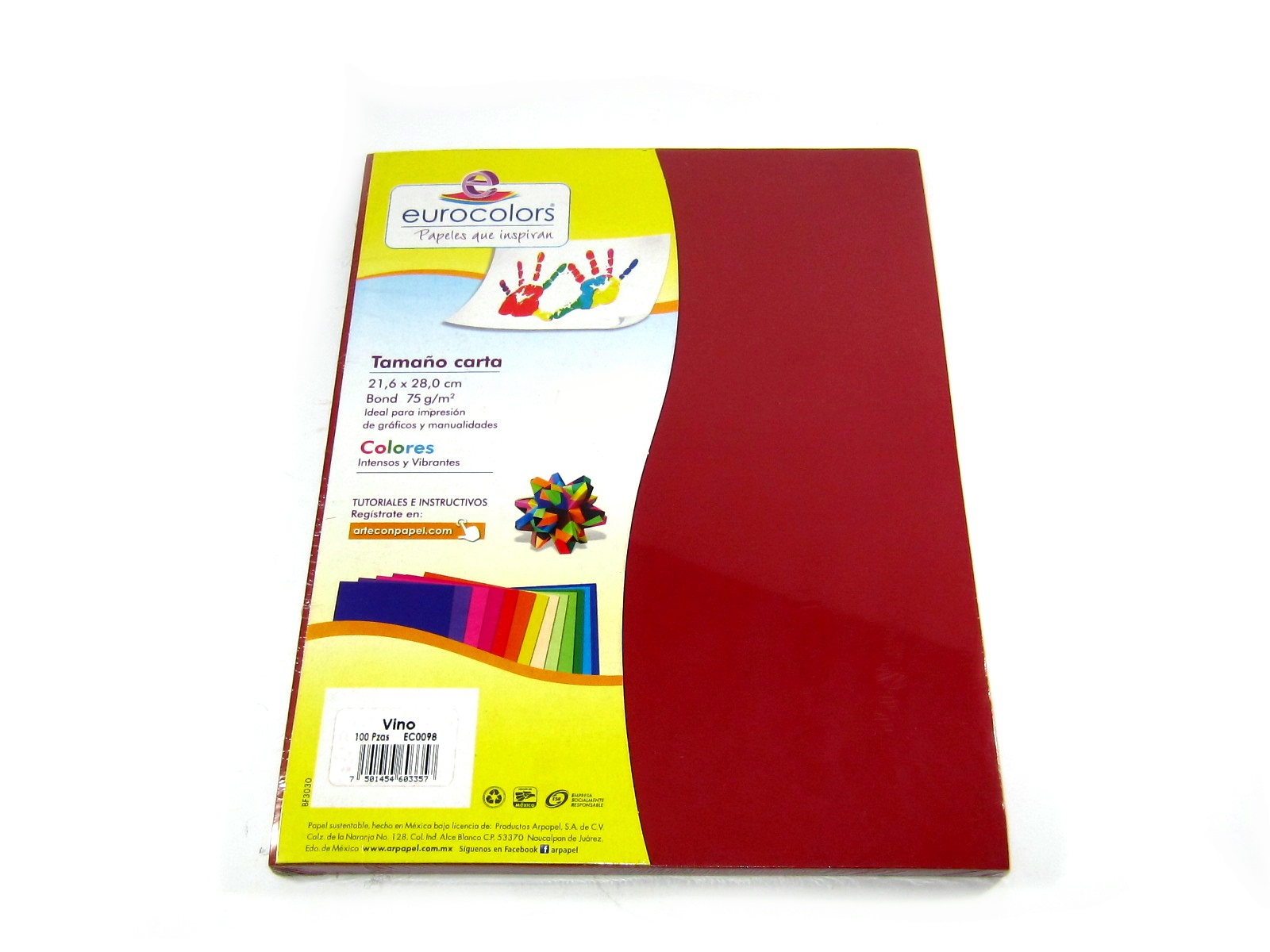 PAPEL EUROCOLORS VINO CARTA C/100 HJS. EC0098               