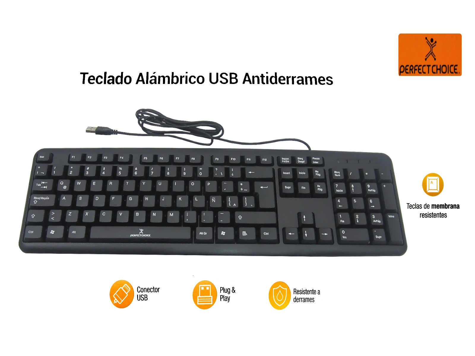 TECLADO BASICO PERFECT CHOICE (ALAMBRICO) PC-201038         