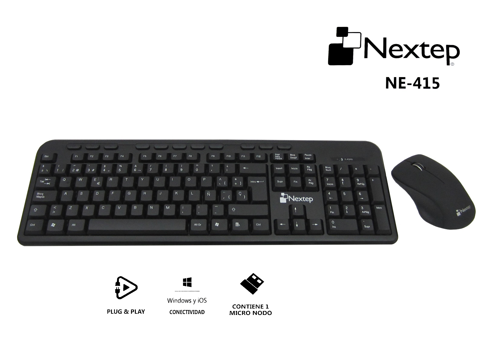 TECLADO Y MOUSE INALAMBRICO USB NE-415 NEXTEP               