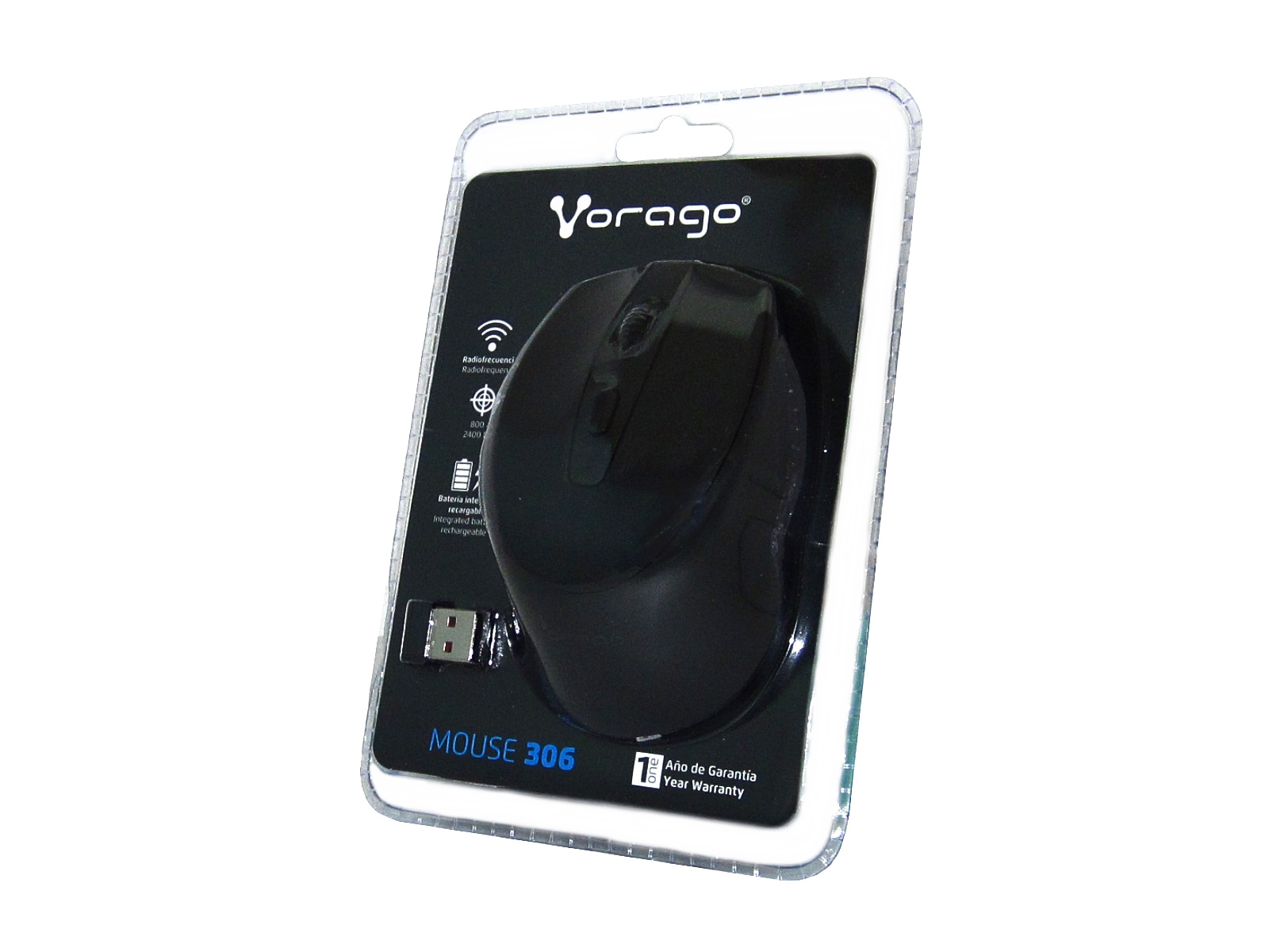 MOUSE INALAMBRICO RECARGABLE MO-306 NEGRO VORAGO            
