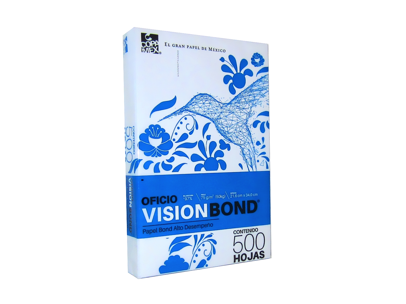 PAPEL VISION BOND 50K. BLANCO T/ OFICIO PAQ C/500 97% BLANCU