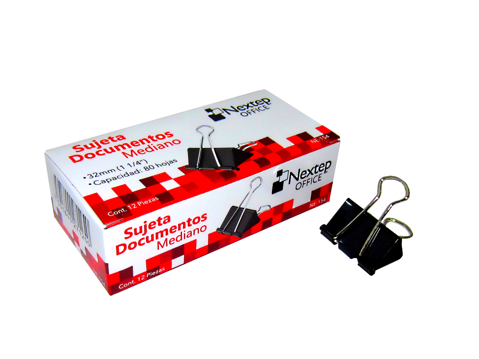 BROCHE SUJETA DOCUMENTOS NEXTEP MEDIANO 32MM NE-154 C/12 PZA
