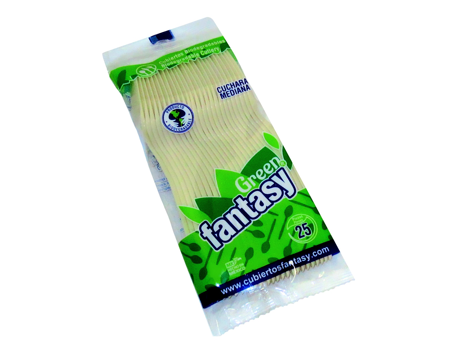 CUCHARAS DE PLASTICO BIODEGRADABLE MEDIANAS C/25 PZAS       