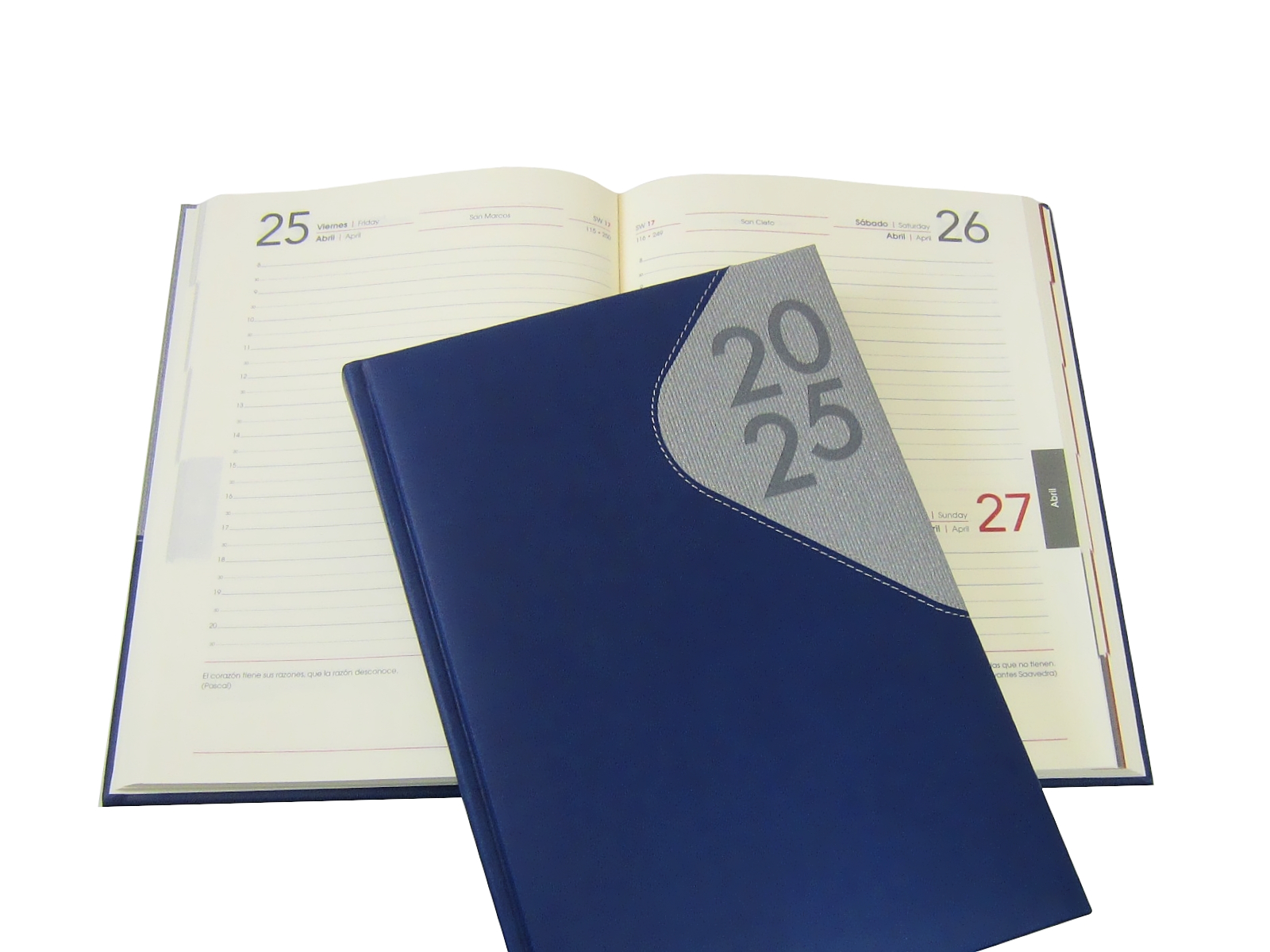 AGENDA ESPAÑOLA BICOLOR AZUL/GRIS 17X24 A-54 2025 AVANTE    