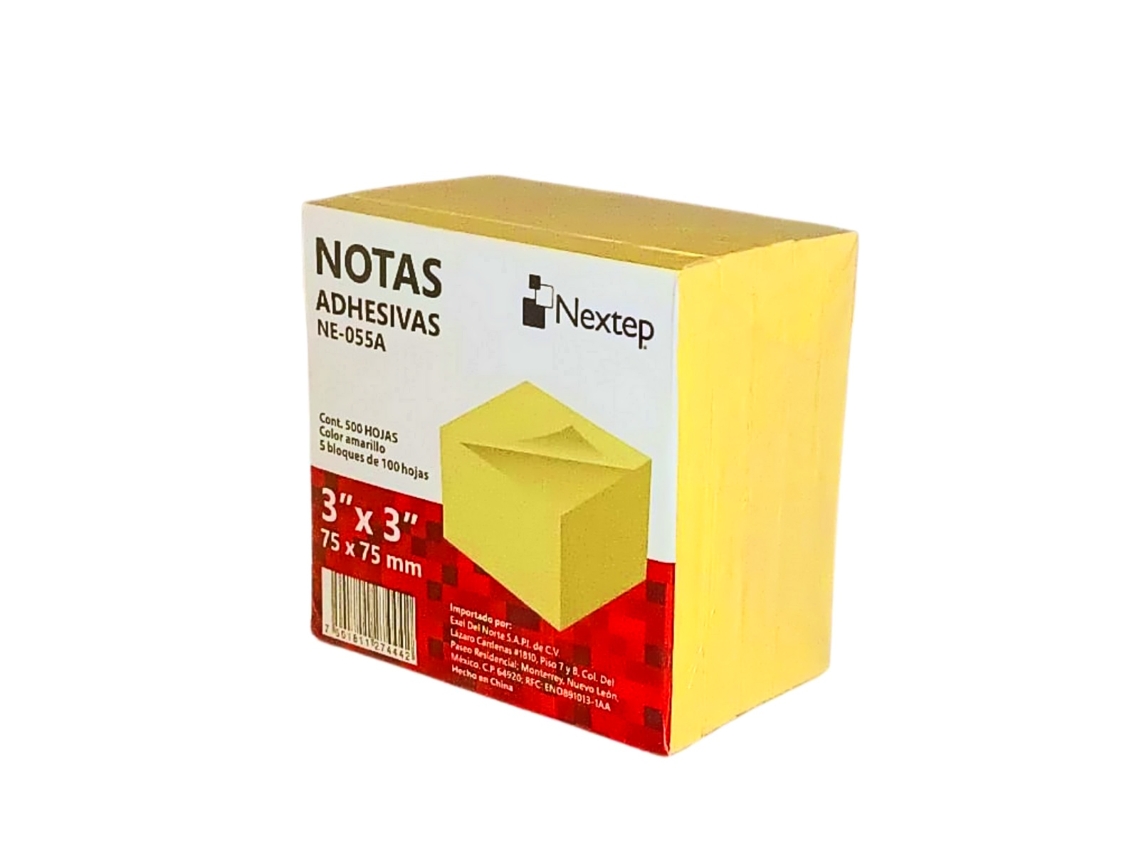 BLOCK NOTAS ADHESIVAS NEXTEP 3X3 AMARILLO 5 BLOQUES 500H    