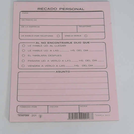 BLOCK TEC 0201 RECADO PERSONAL 1/4 CARTA 50 HJS             