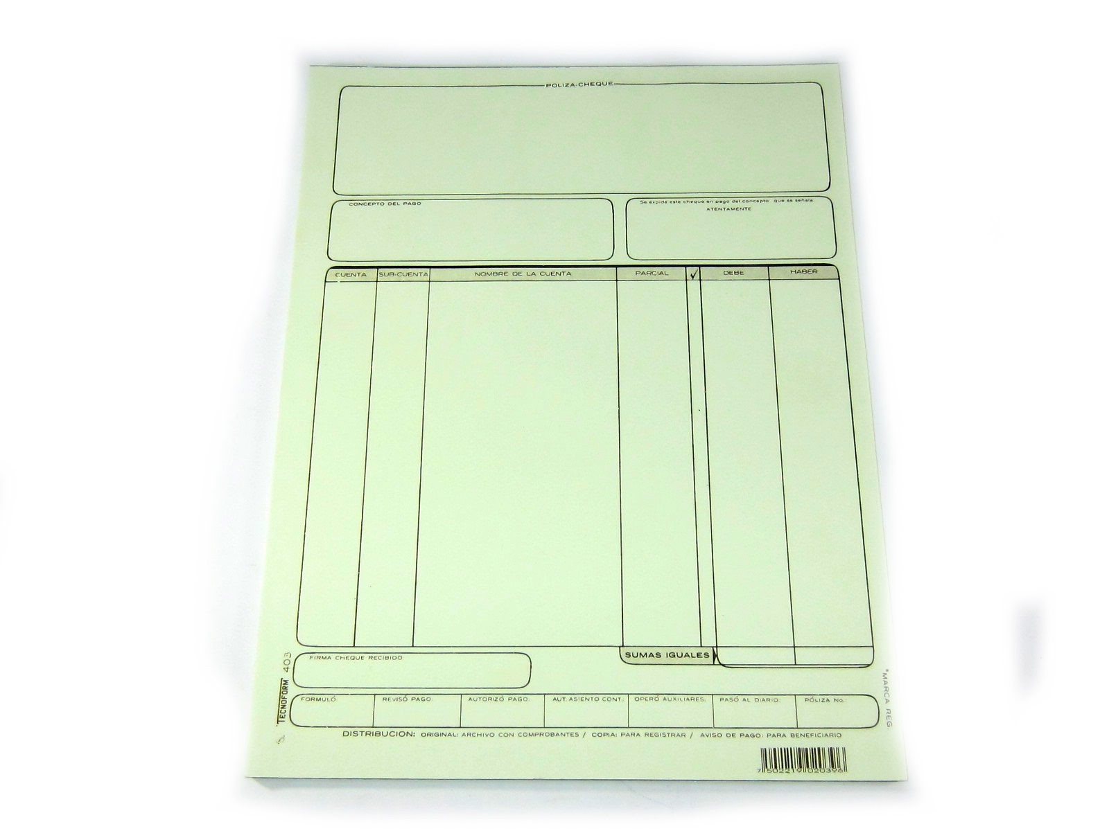 BLOCK TEC 0403 POL DE CHEQUE T/CTA P/MAQ 25 JGS             