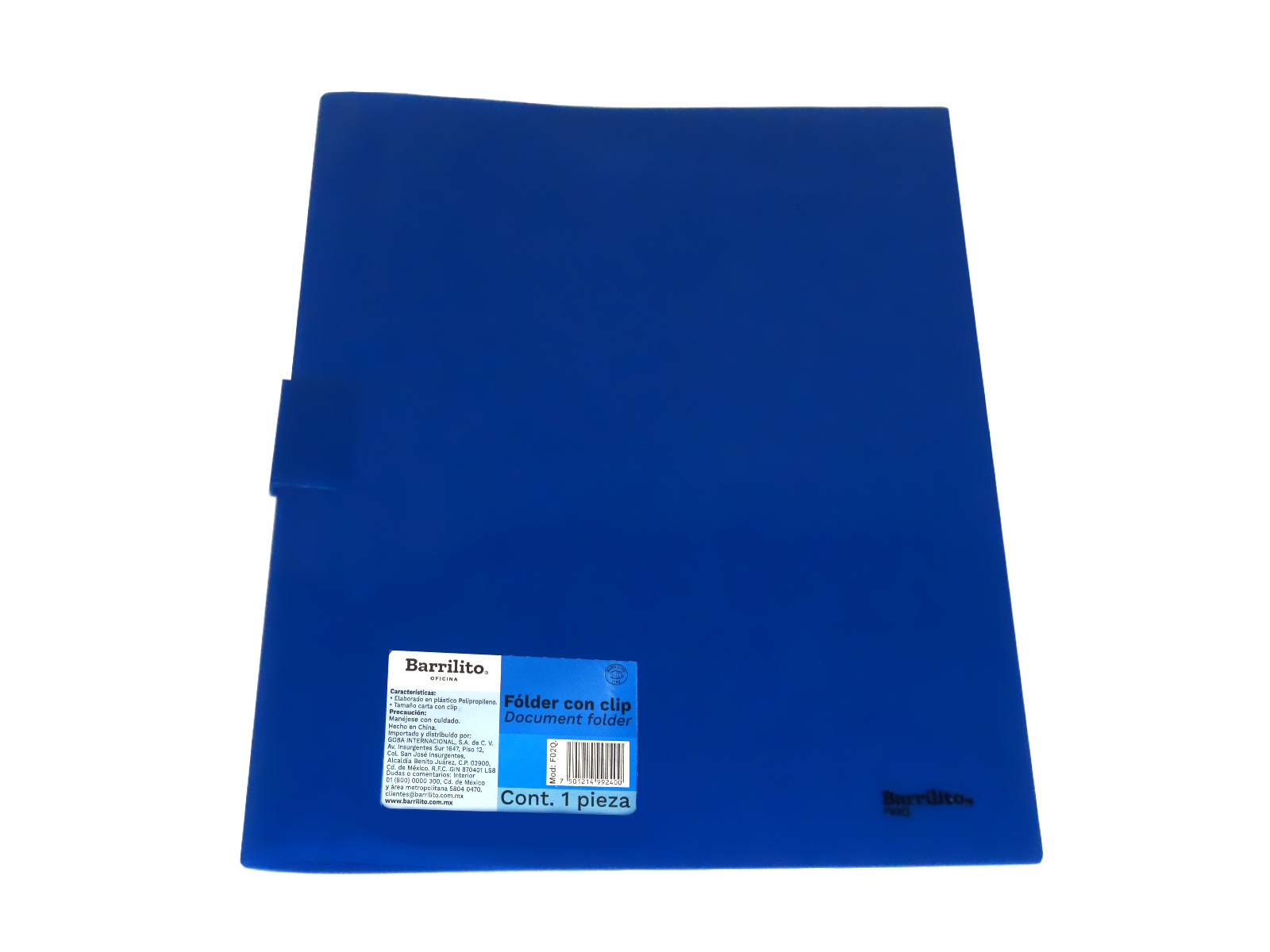 FOLDER PLASTICO CARTA C/CLIP F02Q P/30 HJS BARRILITO        